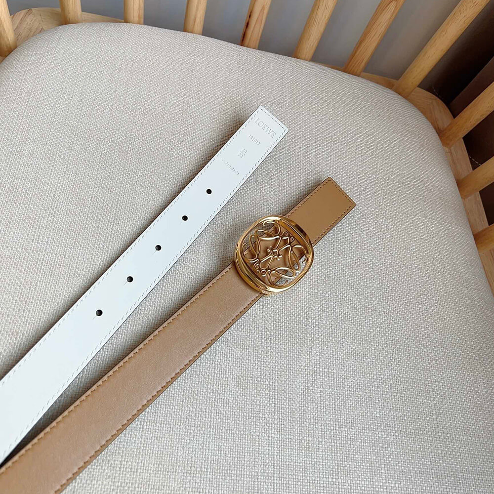 L0ew* Reversible Anagram Ellipse belt in smooth calfskin 28mm