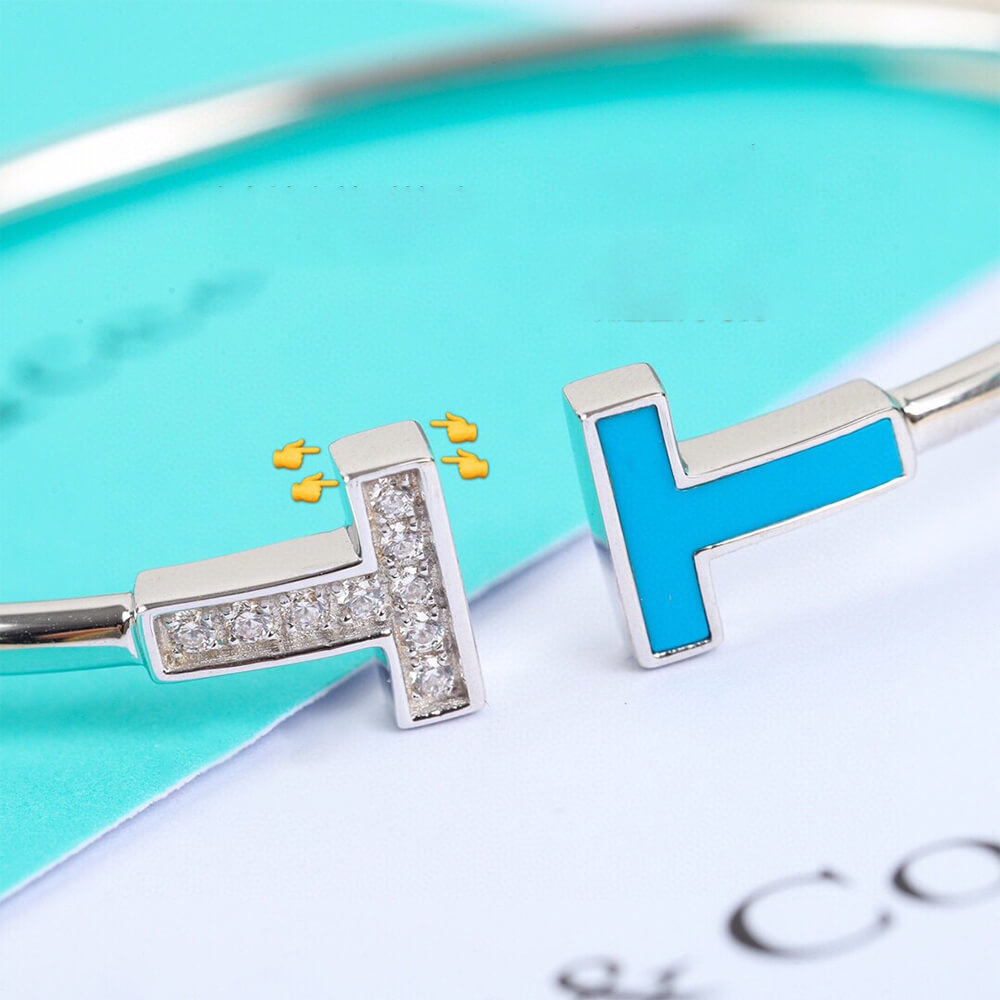 T*f*ny T D1am0nd and Turquoise Wire Bracelet