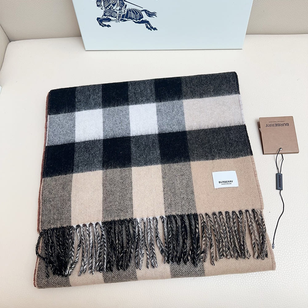 Bv*b*rry Reversible Check And Monogram Cashmere Scarf
