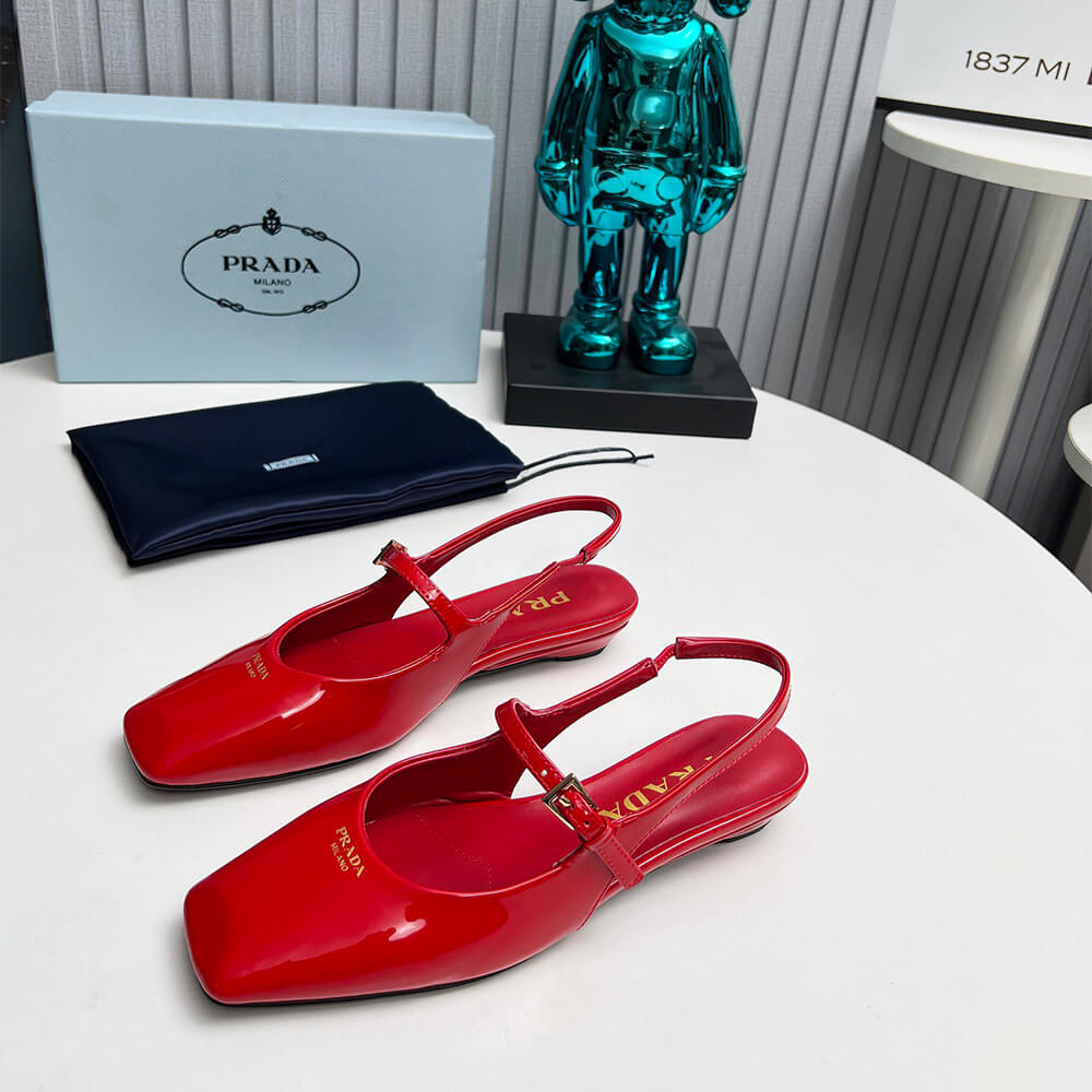 Pra*a Patent Leather Slingback Ballerinas