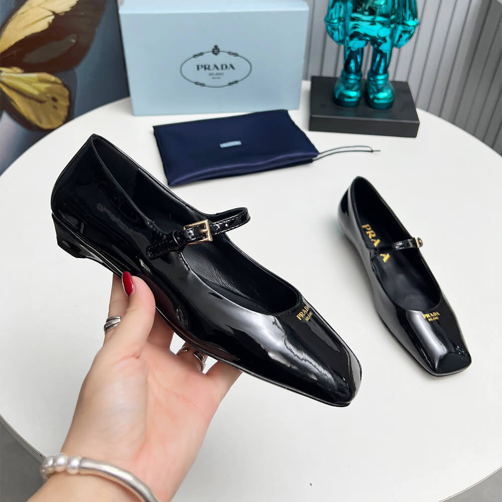 Pra*a Patent Leather Mary Jane Ballerinas