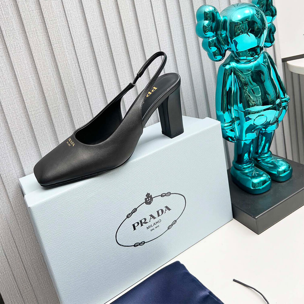 Pra*a Leather Slingback Pumps 85 mm