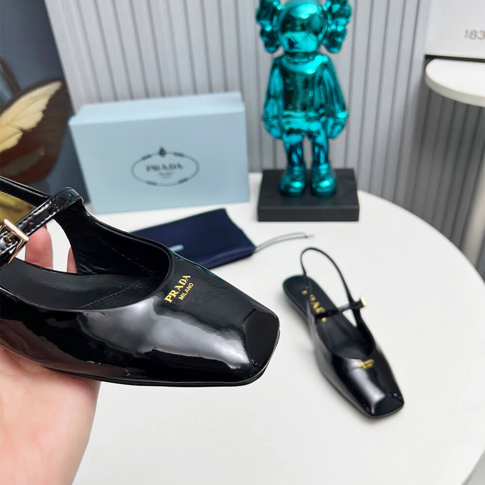 Pra*a Patent Leather Slingback Ballerinas