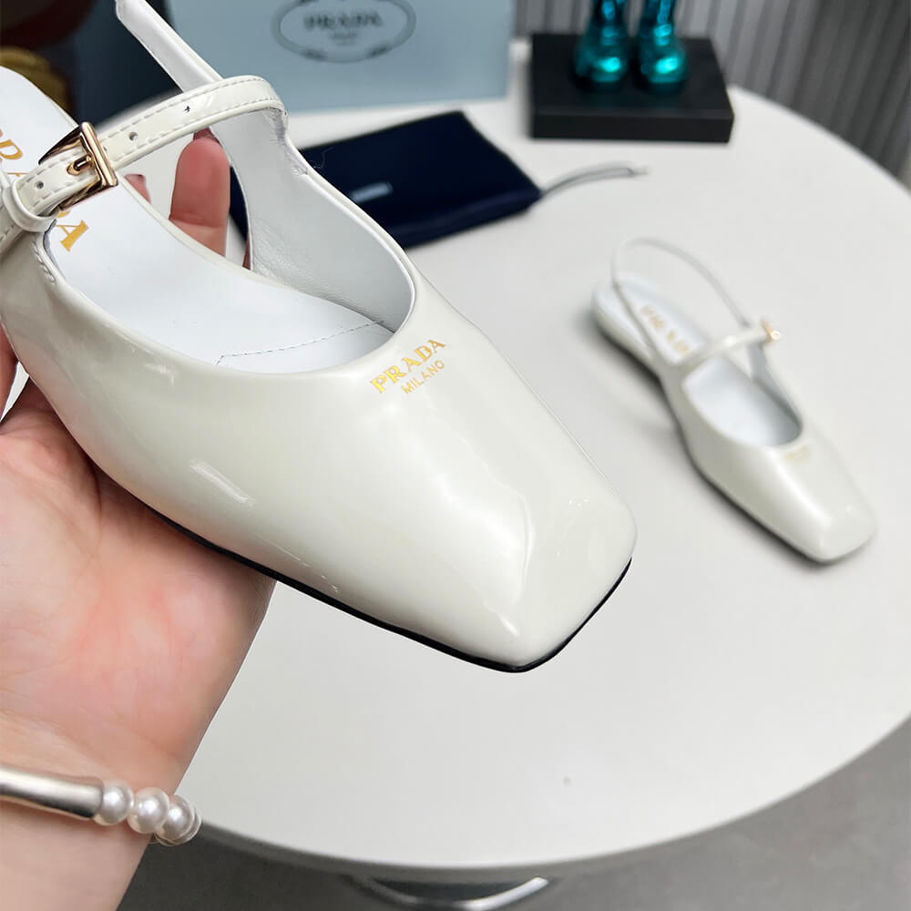 Pra*a Patent Leather Slingback Ballerinas