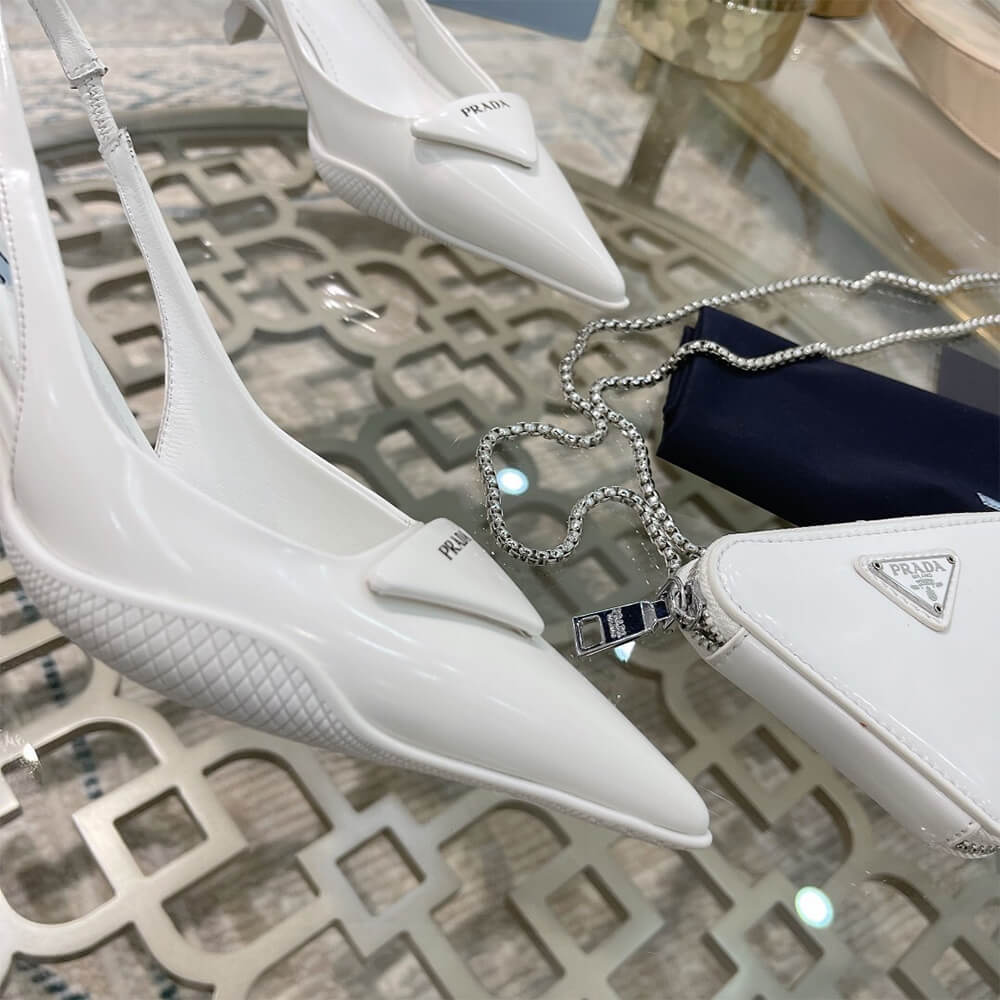Pra*a Brushed Leather Slingback Pumps