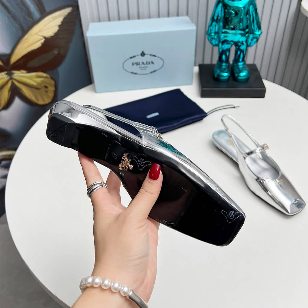 Pra*a Patent Leather Slingback Ballerinas