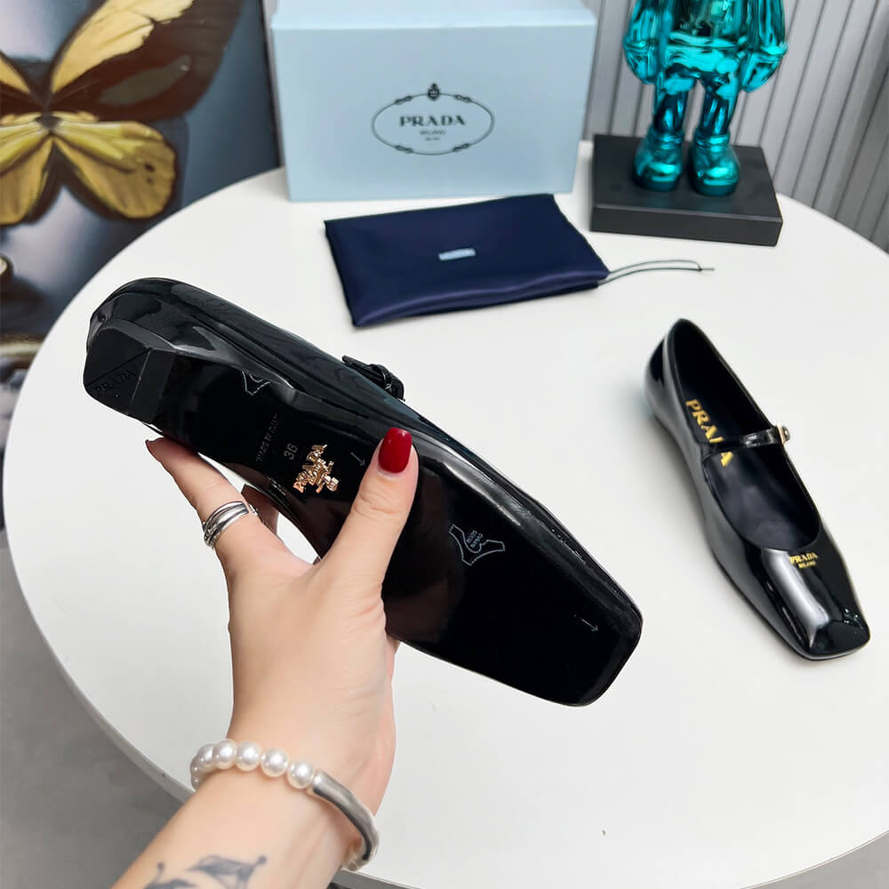 Pra*a Patent Leather Mary Jane Ballerinas