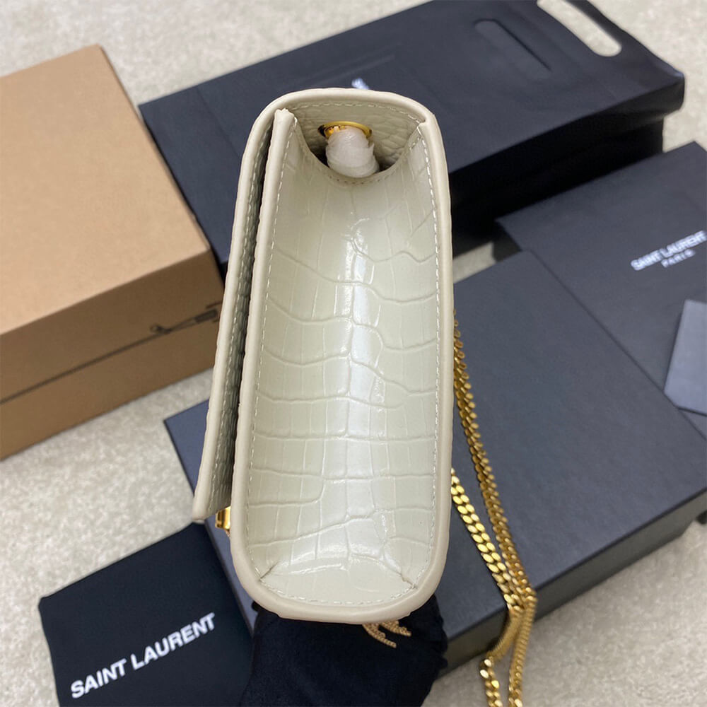 Y51 kate medium tassel in crocodile-embossed leather
