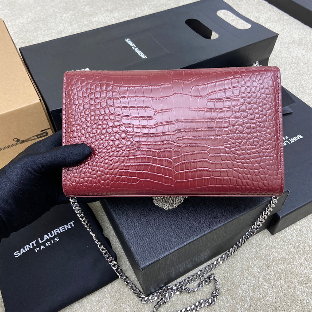Y51 kate medium tassel in crocodile-embossed leather