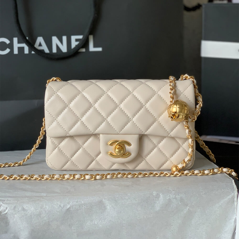 Ch**el Pearl Crush Mini Rectangular Flap（HIGH-END GRADE)