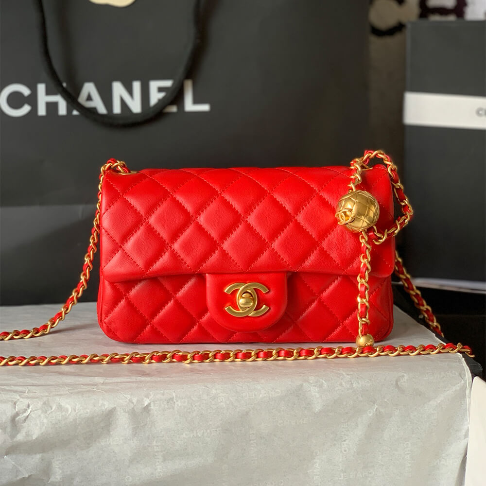 Ch**el Pearl Crush Mini Rectangular Flap(HIGH-END GRADE)