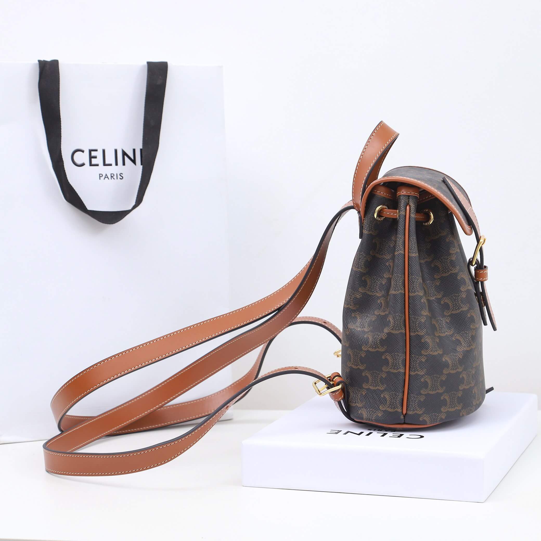 Ce1i*e FOLCO Logo Print Calfskin Mini Backpack