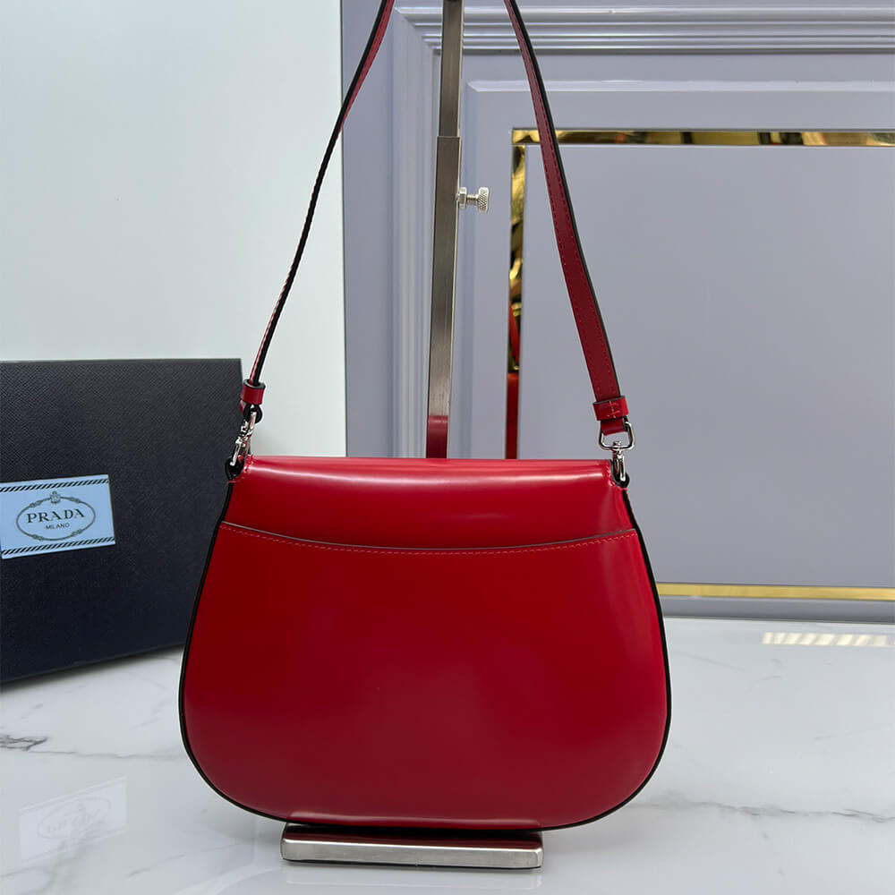 Small Pra*a Cleo brushed leather shoulder bag with flap