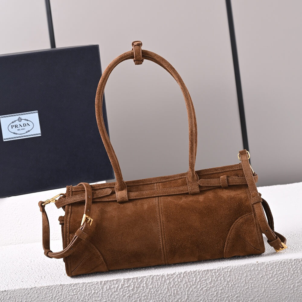 Pra*a Medium suede handbag(high-end grade)