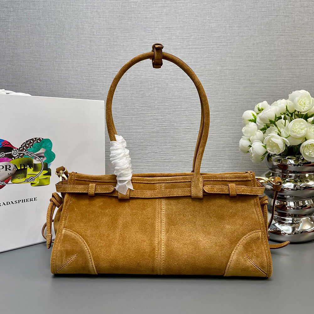 Pra*a Medium suede handbag(high-end grade)