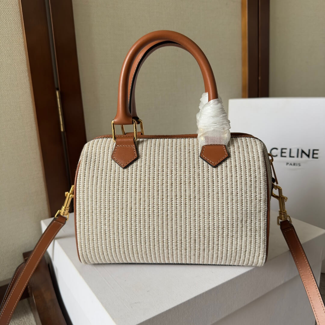 Ce1i*e Small Boston cuir Triomphe in textile and calfskin