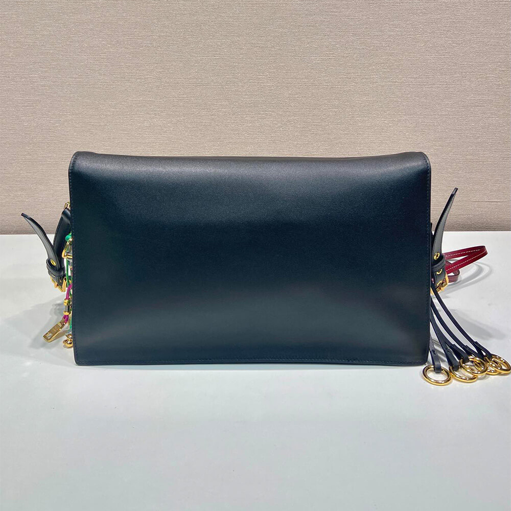 Pra*a Soft Sound large leather shoulder bag with charms(high-end grade)
