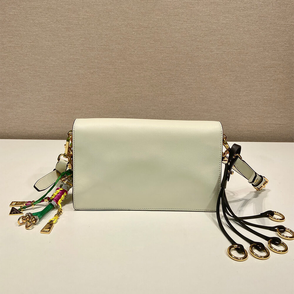 Pra*a Soft Sound small leather shoulder bag with charms(high-end grade)