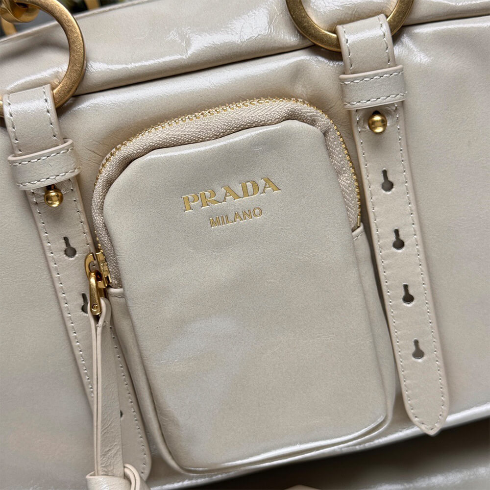 Pra*a Dangle medium leather top-handle bag(HIGH-END GRADE)