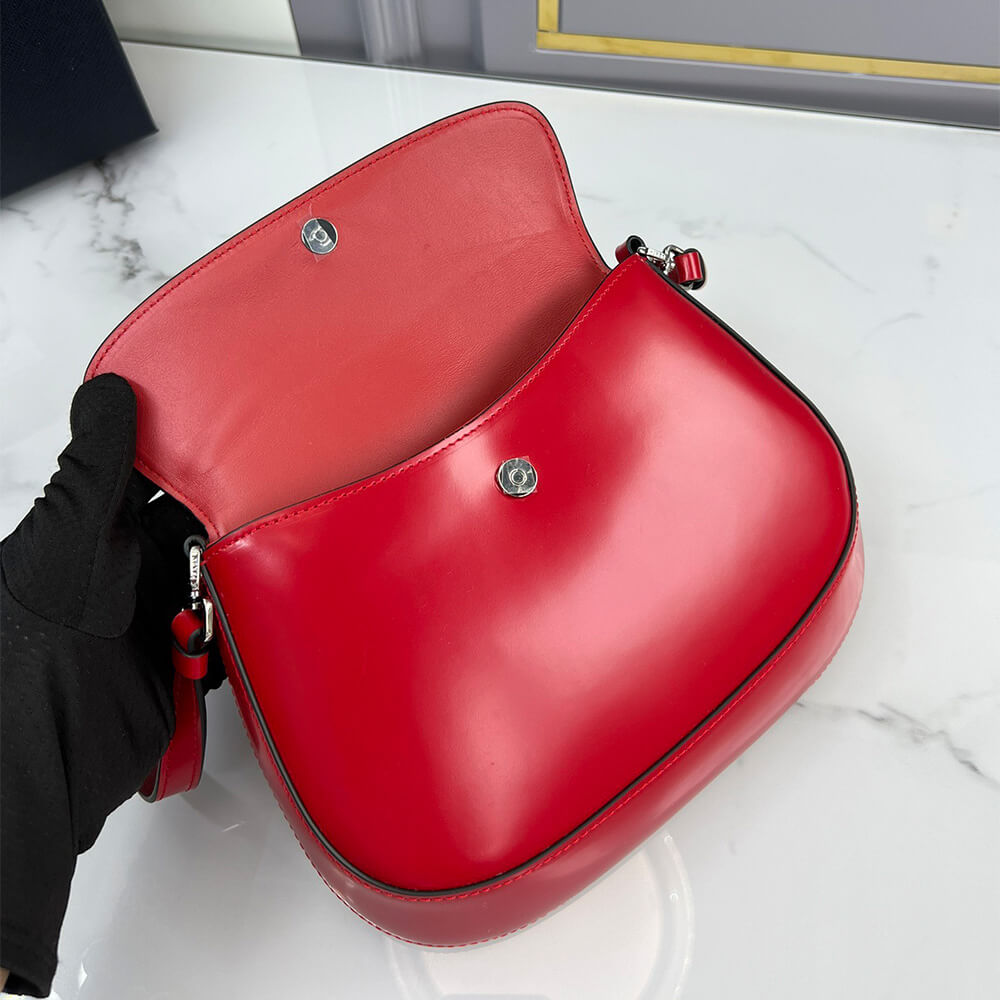 Small Pra*a Cleo brushed leather shoulder bag with flap