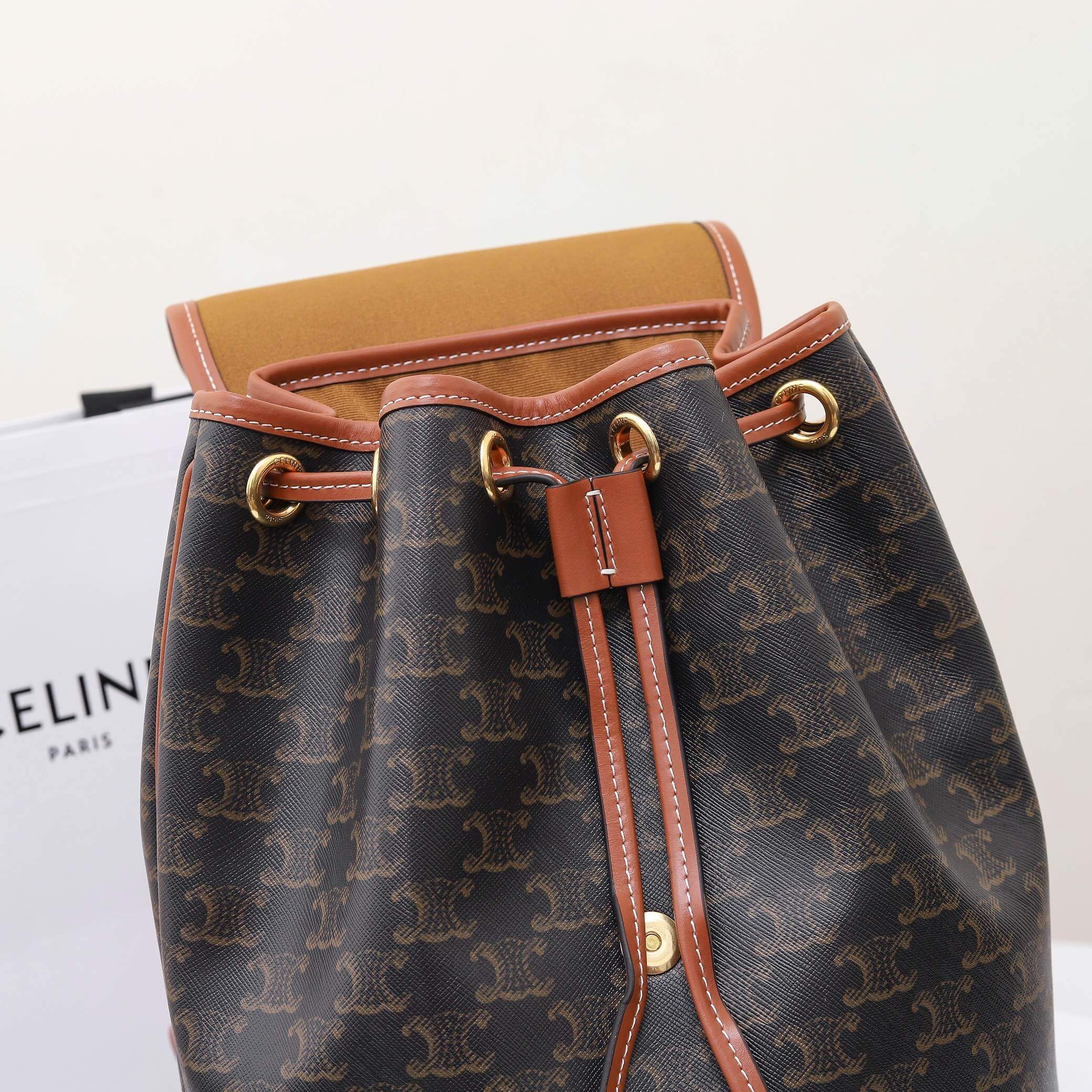 Ce1i*e FOLCO Logo Print Calfskin Medium Backpack