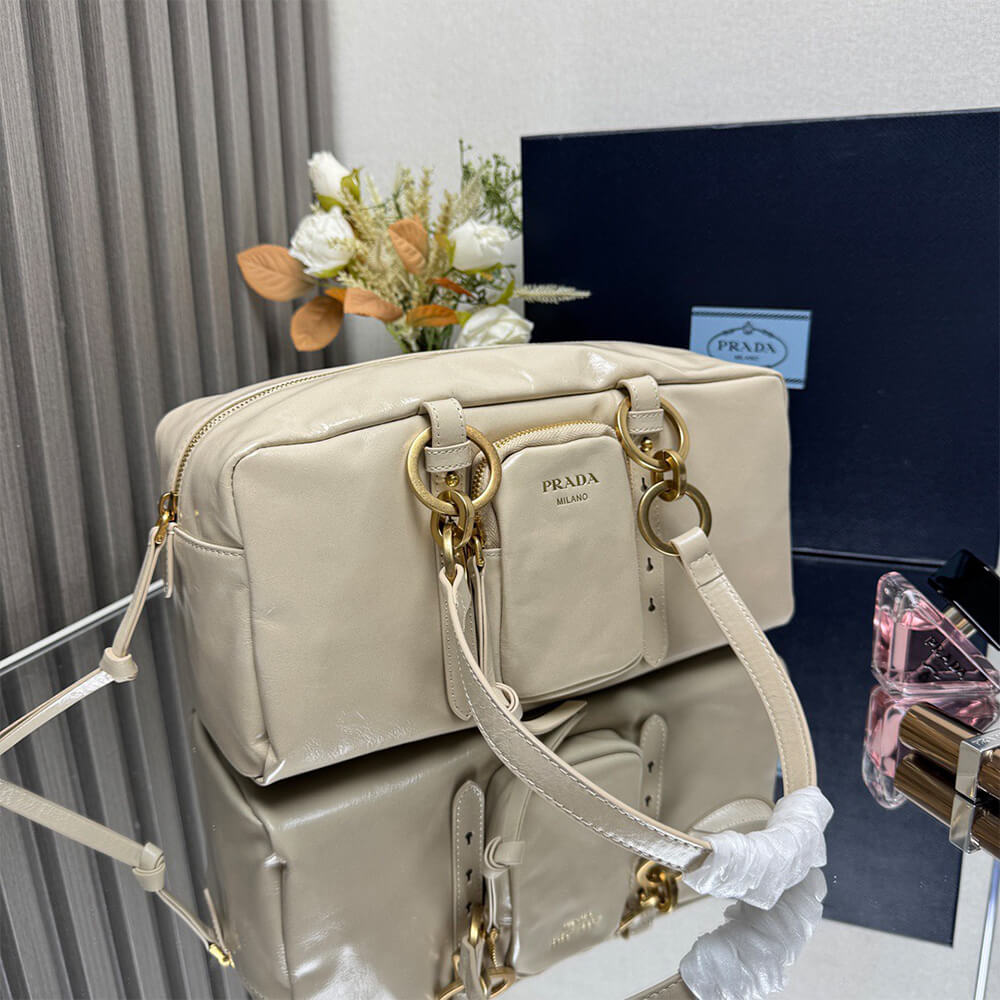 Pra*a Dangle medium leather top-handle bag(HIGH-END GRADE)
