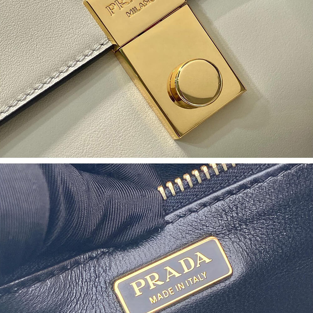 Pra*a Soft Sound large leather shoulder bag with charms(high-end grade)