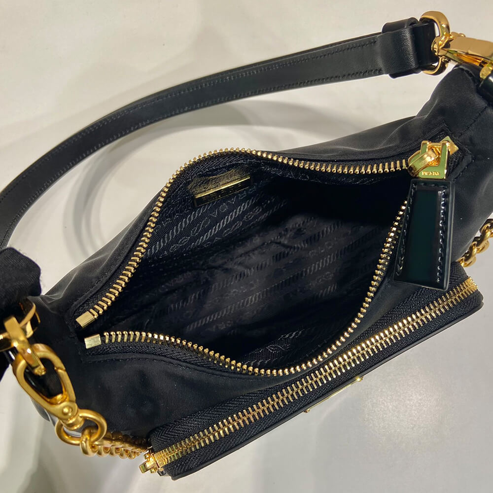 Pra*a Re-nylon And Brushed Leather Mini bag