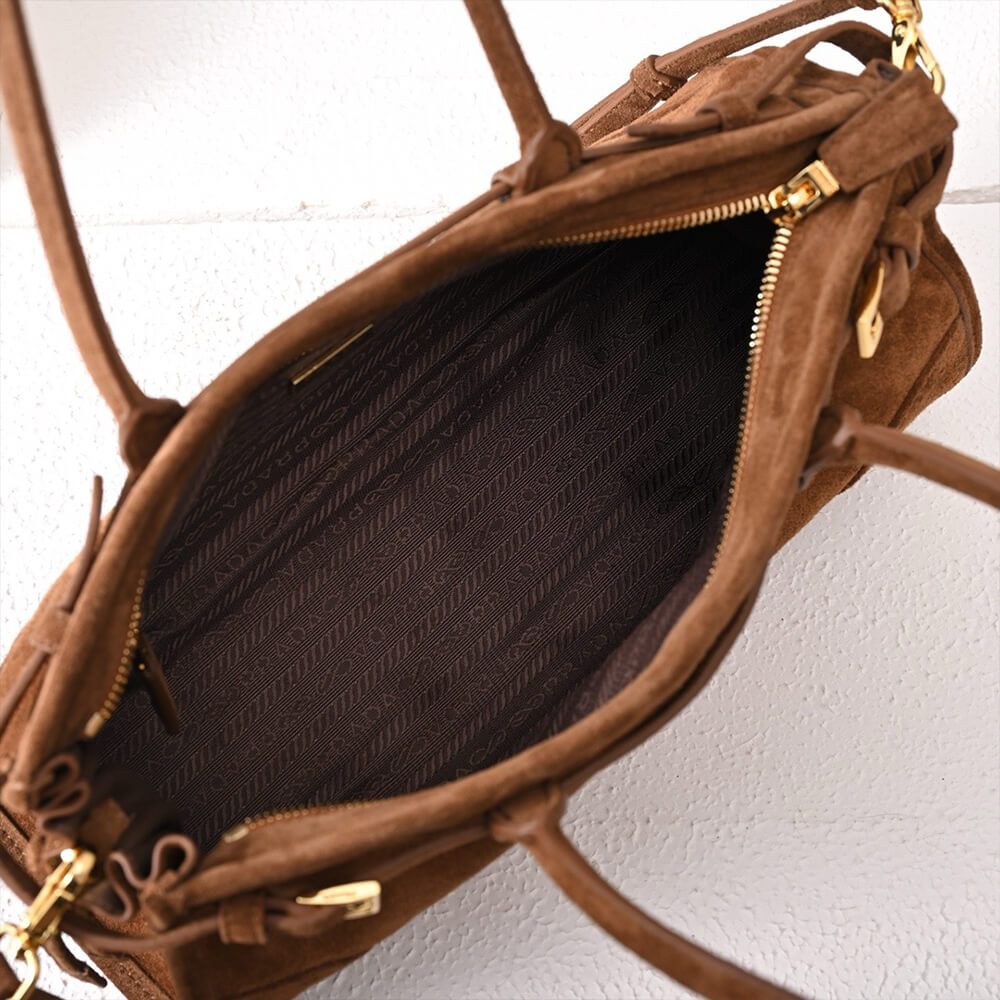 Pra*a Medium suede handbag(high-end grade)