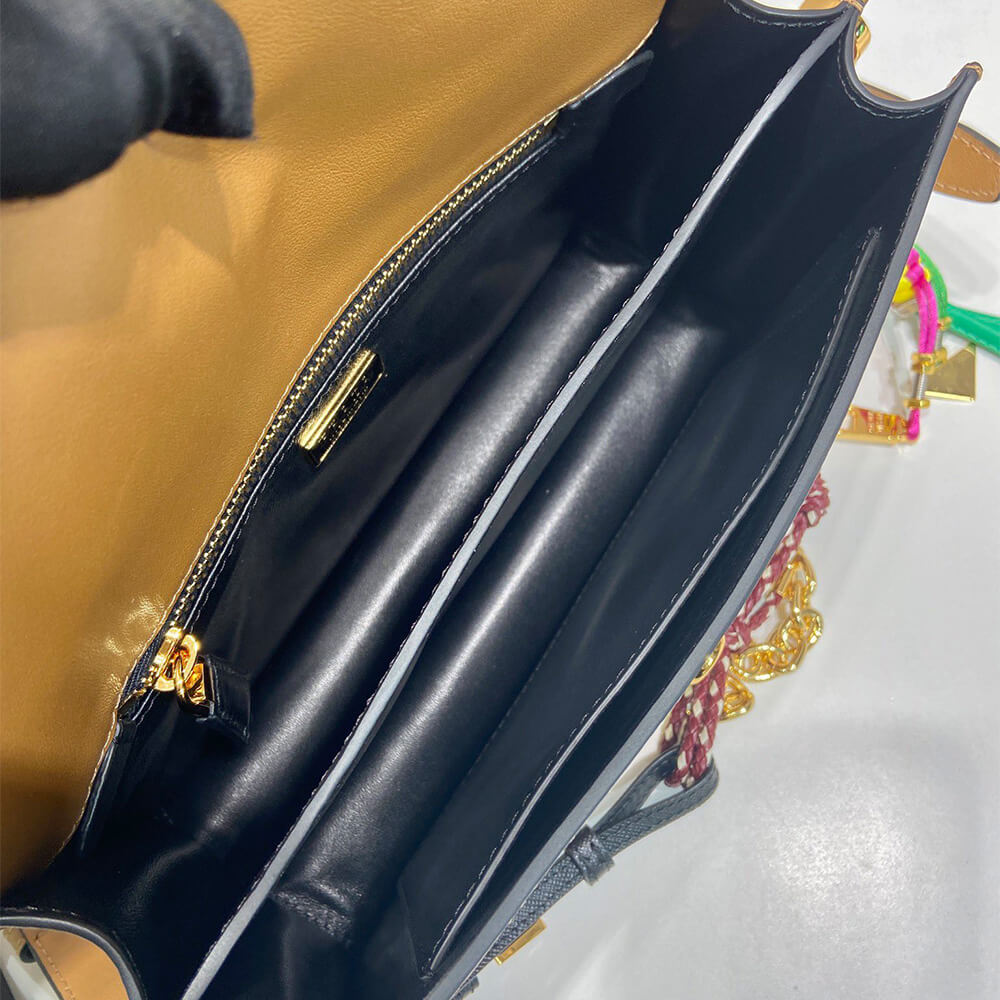 Pra*a Soft Sound small leather shoulder bag with charms(high-end grade)