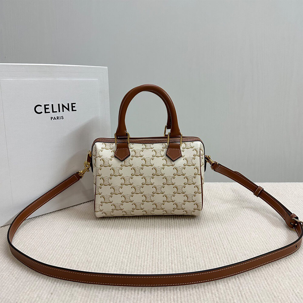 Ce1i*e Small Boston IN Triomphe Canvas and calfskin