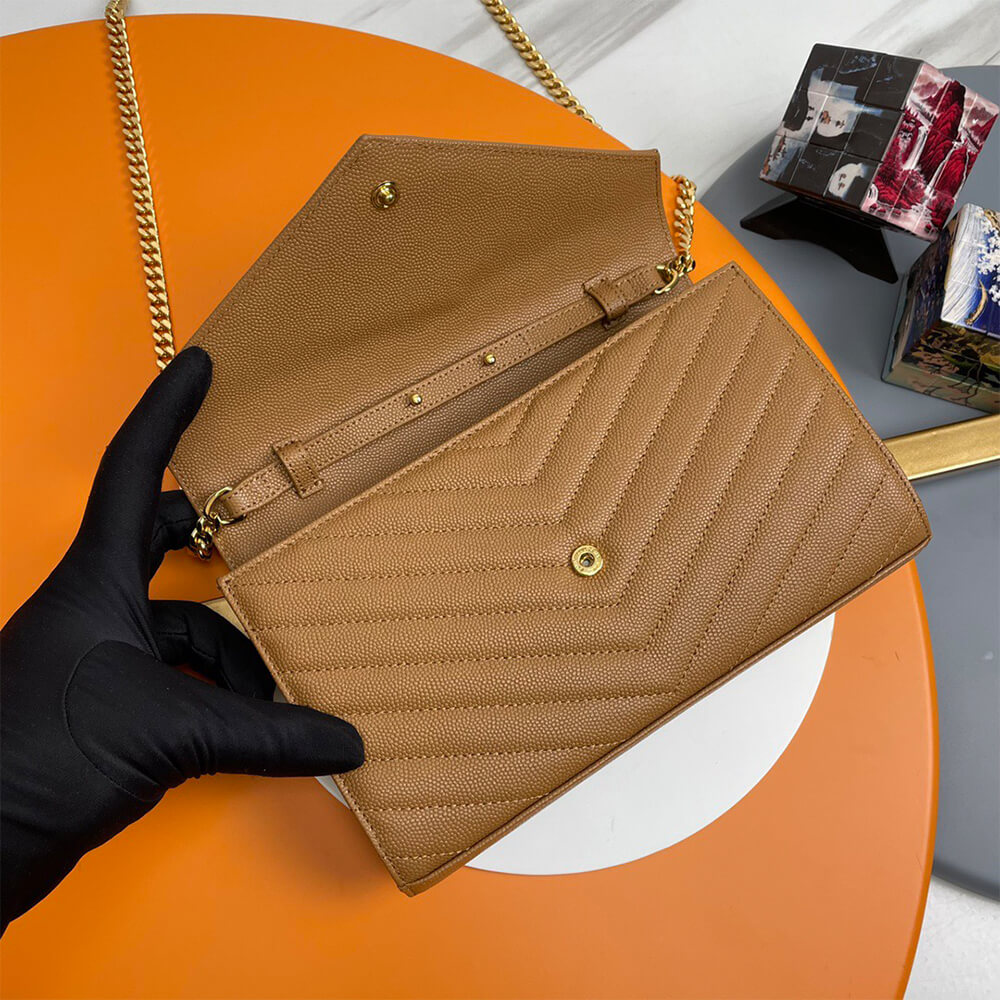 Y51 classic cassandre chain wallet in grain de poudre leather