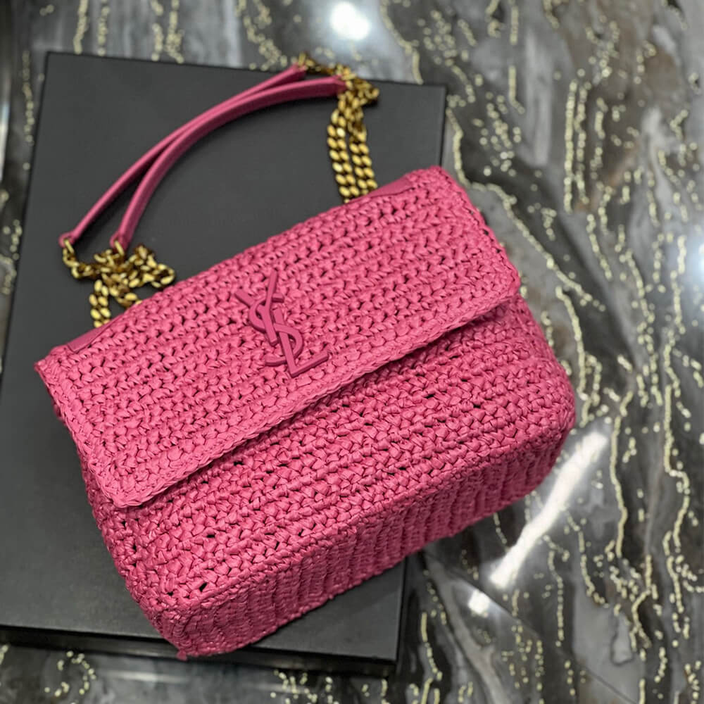 Sa1nt Lau*nt NIKI CHAIN MEDIUM IN RAFFIA(HIGH-END GRADE)