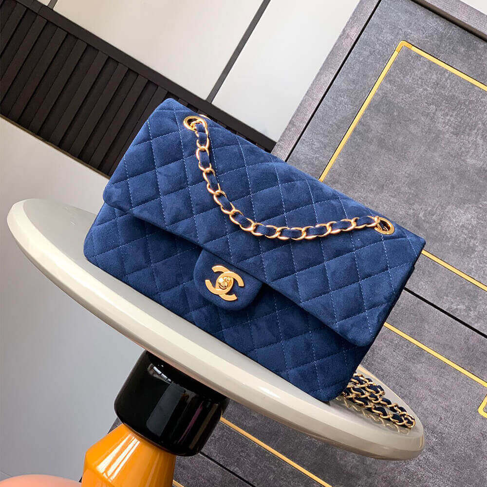 Ch**el Suede Classic Double Flap Handbag(HIGH-END GRADE)