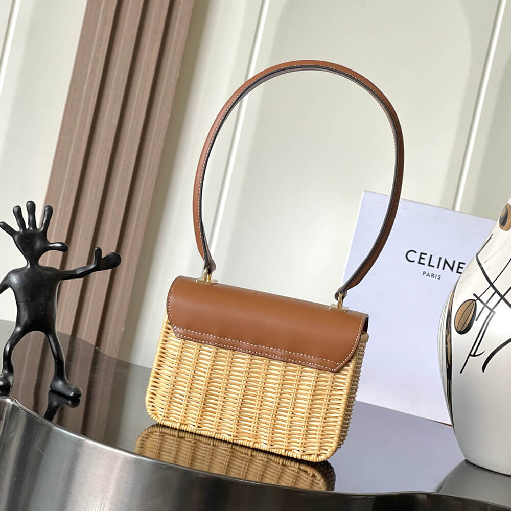 Ce1i*e TEEN GARANCE BAG IN WICKER AND NATURAL CALFSKIN(HIGH-END GRADE)