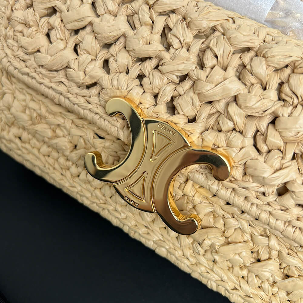 Ce1i*e CHAIN SHOULDER BAG CLAUDE IN RAFFIA EFFECT TEXTILE(HIGH-END GRADE)
