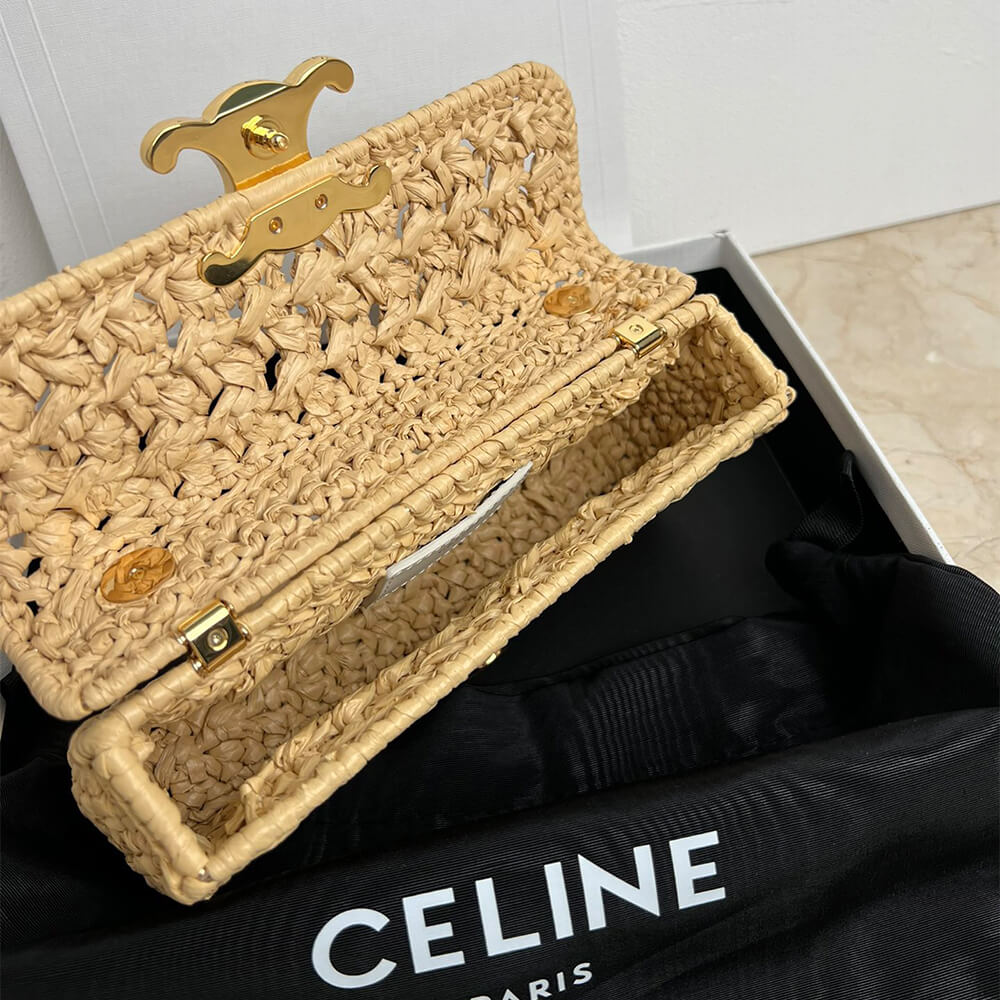 Ce1i*e CHAIN SHOULDER BAG CLAUDE IN RAFFIA EFFECT TEXTILE(HIGH-END GRADE)