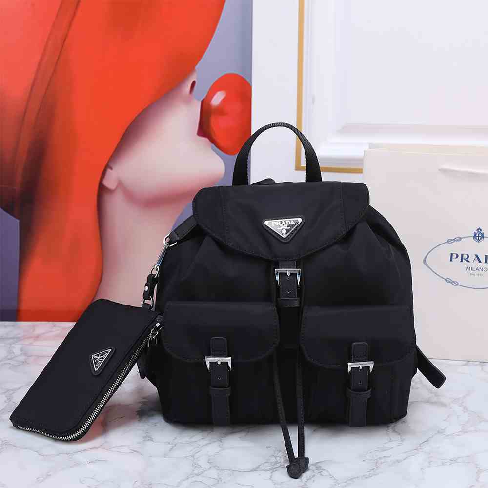 Pra*a Re-Nylon medium backpack with pouch