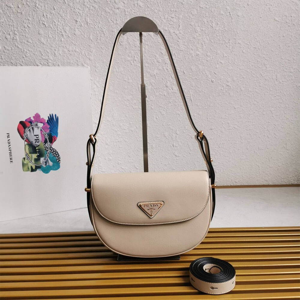 Pra*a Arque leather shoulder bag with flap