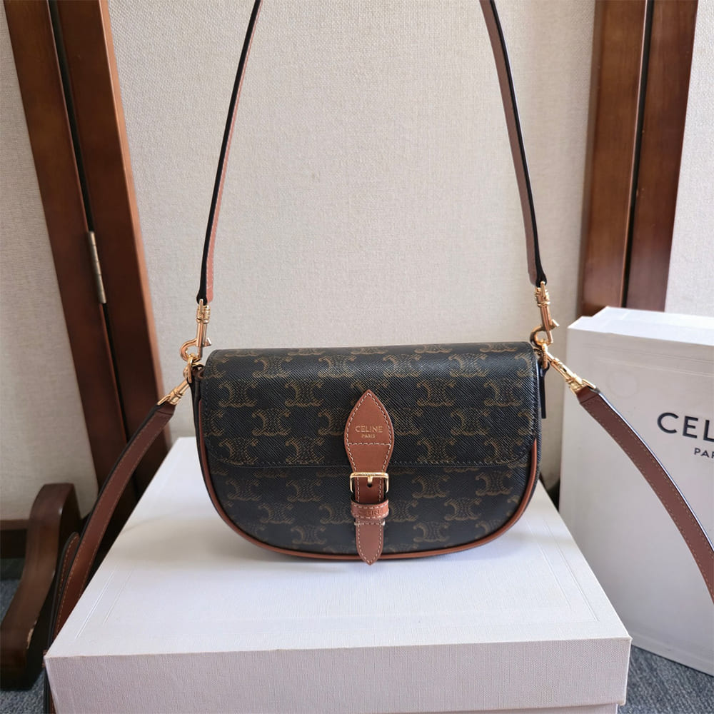 Ce1i*e SOFT SHOPPER BAG IN Triomphe Canvas and Calfskin