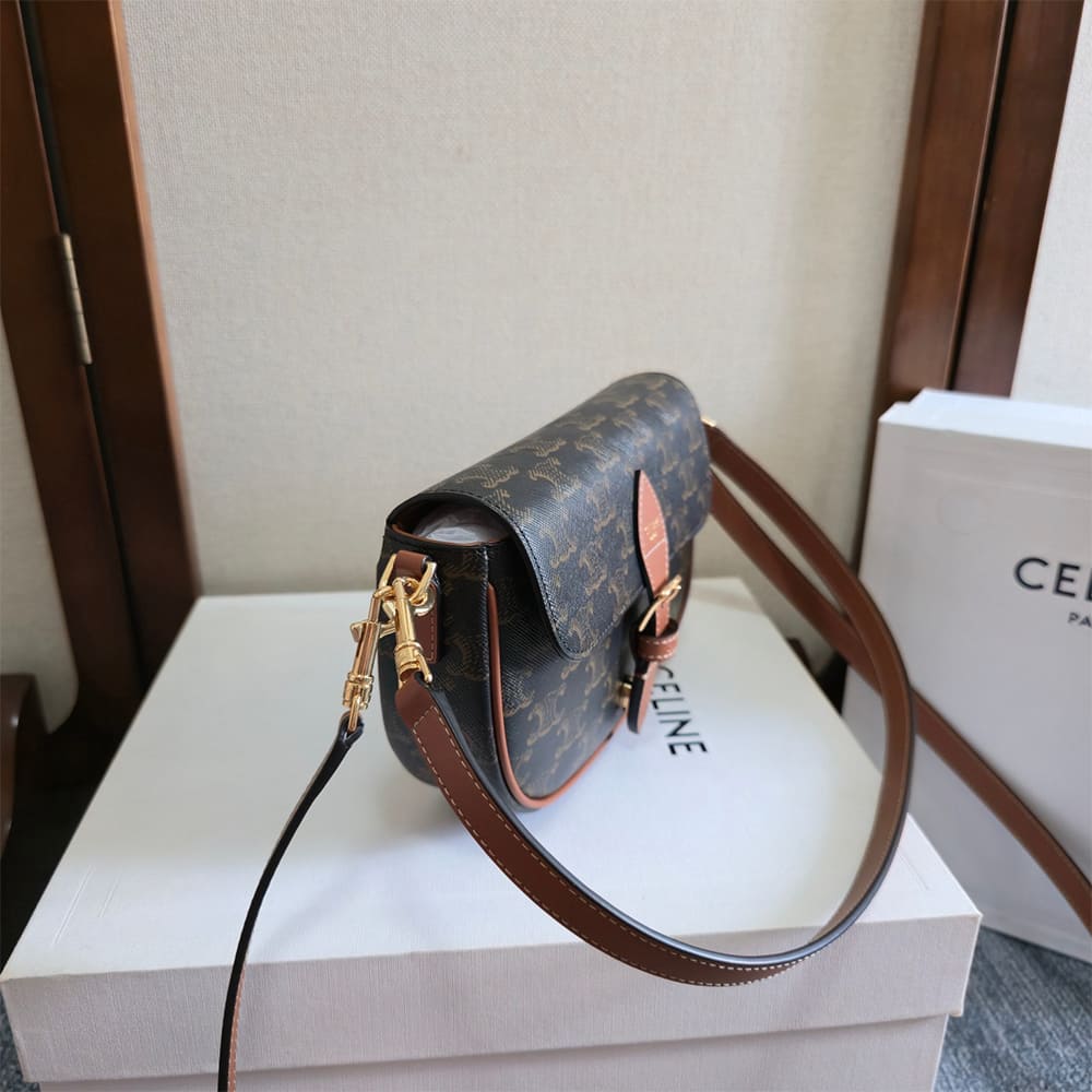Ce1i*e SOFT SHOPPER BAG IN Triomphe Canvas and Calfskin
