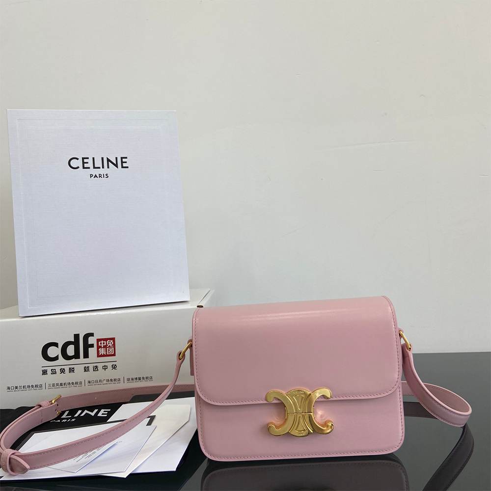 Ce1i*e TEEN TRIOMPHE BAG IN shiny calfskin(HIGH-END GRADE)