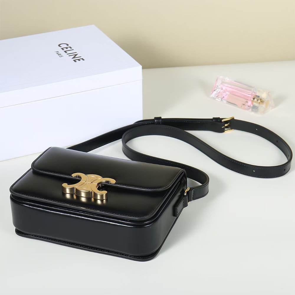 Ce1i*e TEEN TRIOMPHE BAG IN shiny calfskin(HIGH-END GRADE)