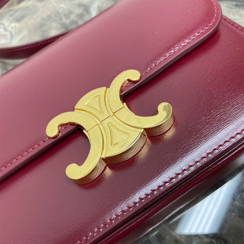 Ce1i*e TEEN TRIOMPHE BAG IN shiny calfskin(HIGH-END GRADE)