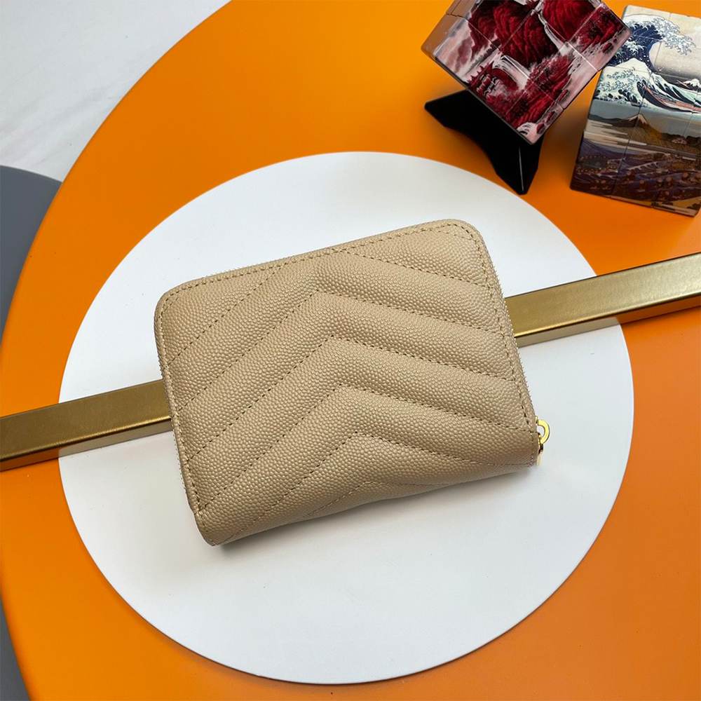 Y51 CASSANDRE MATELASSÉ compact zip around wallet in grain de poudre leather