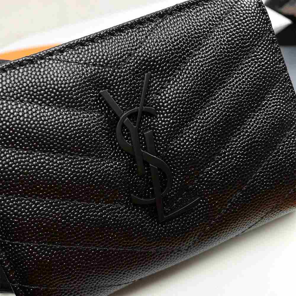 Y51 CASSANDRE MATELASSÉ compact zip around wallet in grain de poudre leather