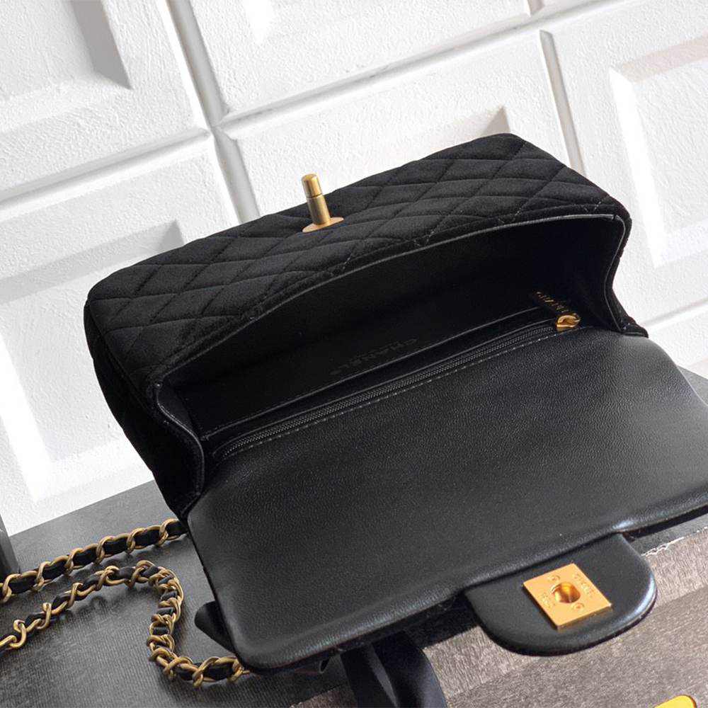 Ch**el MINI FLAP BAG WITH TOP HANDLE(HIGH-END GRADE)