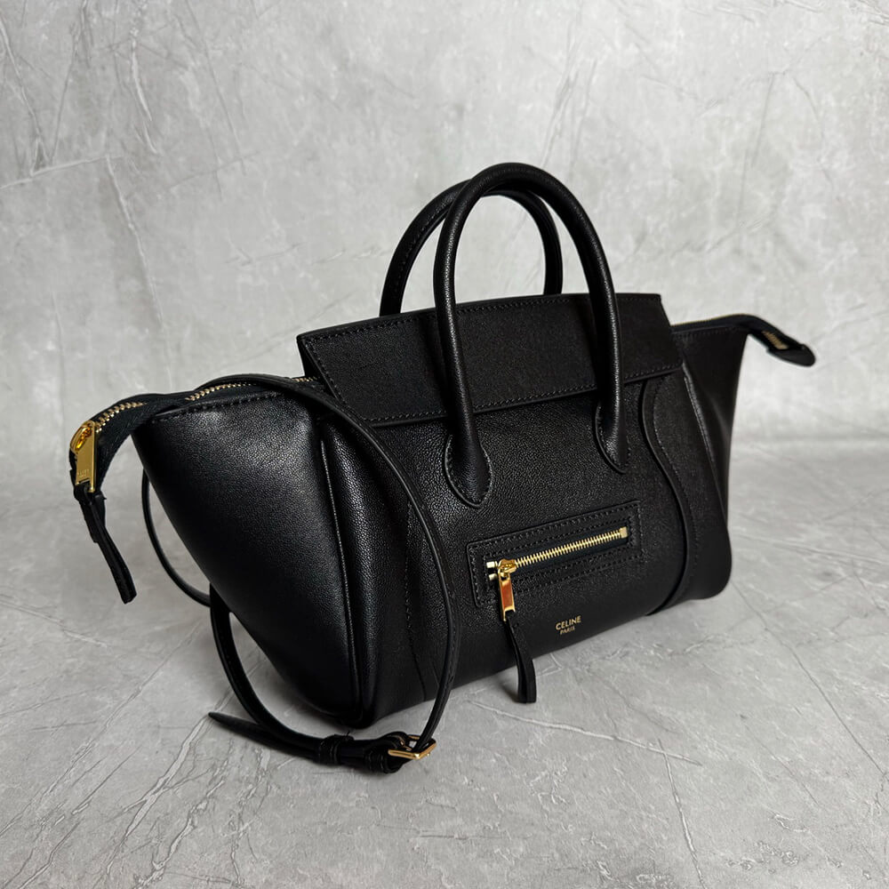 Ce1i*e SMALL NEW LUGGAGE IN S*pPLE SHINY LAMBSKIN(HIGH-END GRADE)