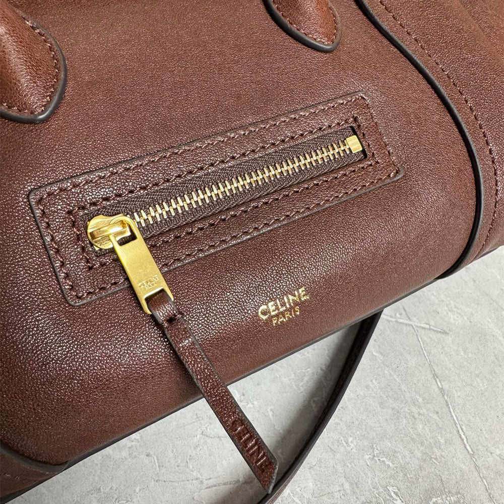 Ce1i*e SMALL NEW LUGGAGE IN S*pPLE SHINY LAMBSKIN(HIGH-END GRADE)