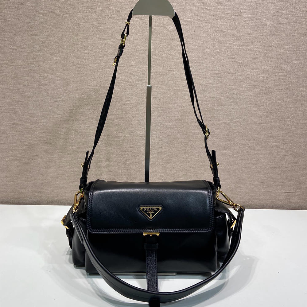 Pra*a Explore medium nappa leather shoulder bag with flap(HIGH-END GRADE)